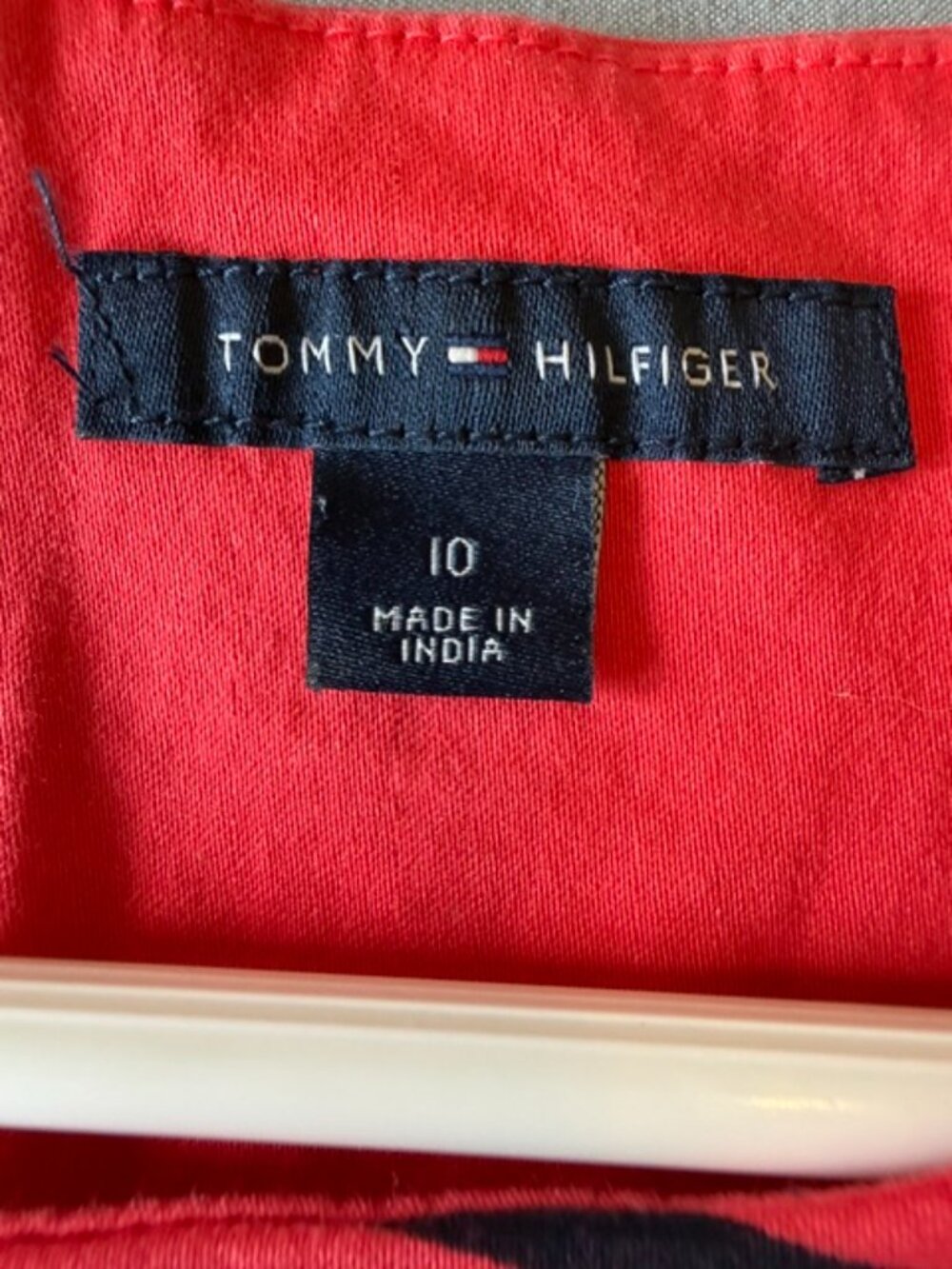 Tommy Hilfiger Red/Blue Stripes Dress Size 10 Cotton Rope Belt Nautical Coastal - Picture 8 of 9